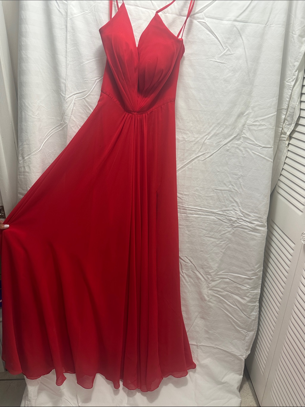 Faviana Red Spaghetti-Strap Maxi Dress